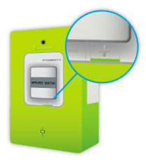 Zoom sur le bouton + du compteur Linky