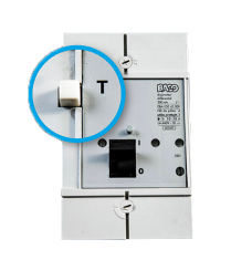 Zoom sur le bouton T du disjoncteur